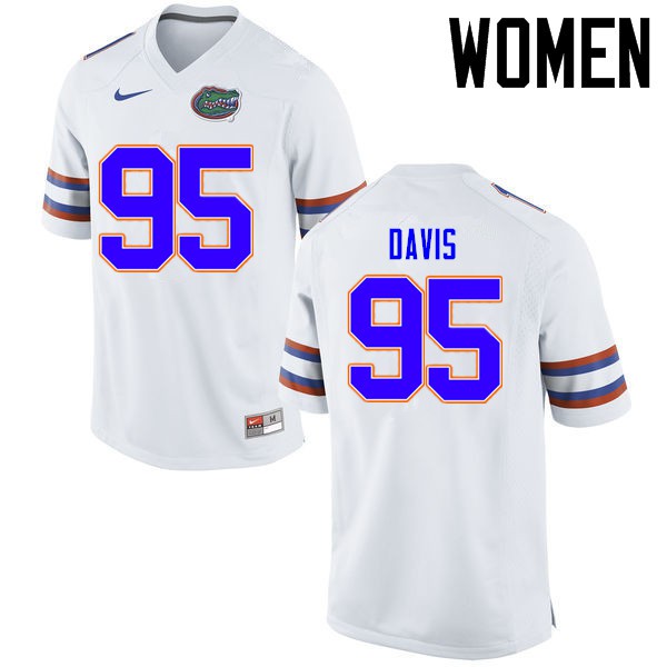Florida Gators Women #95 Keivonnis Davis College Football Jerseys White